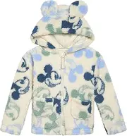 [Disney] Minnie Mouse Mickey Winnie the Pooh Cozy Sherpa Zip Up Cosplay Hoodie Newborn to Toddler Sizes (0-3 Months - 5T), Mickey Mouse, Cream White, 3 Years