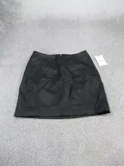 Free People Mini Skirt Womens 4 Black Faux Leather Pencil NEW