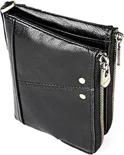 [SKUZA] Wallet,Card Bag,Cow Leather Men Wallet Brown Purse Small Mini Coin Wallets Women Money Bag Lady Card Holder Chain Wallet (Color : Coffee with Chain) (Blue Without Chain) (Color : Black Without Chain