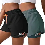 [YOAKUKA] Women's 2 in 1 Workout Shorts 2 Piece Gym Workout Yoga Running Biker Tennis Skirts