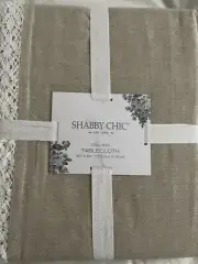 Shabby Chic Tablecloth Oblong COTTON Light Tan Crochet Border NEW IN PACKAGE
