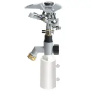 T-Post Fence Sprinkler, Metal Impact Sprinkler Head on Fence T-Post Base with...