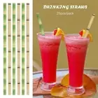 Wedding Birthday Party Supplies Green Bamboo Paper Straw Drinking Straws