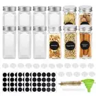 VIVVA Clear Glass Spice Jars Lid Herb Seasoning Condiment Square Kitchen Storage