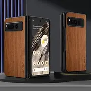 Jarttarn Case for Google Pixel Fold 5G funda Bamboo Wood Pattern Leather Back Cover for Google Pixel fold 5g Phone case (Brown)