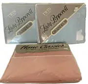 Lady Pepperell Sheets Twin Flat Lot of 3 No Iron 2 Blue 1 Pink New Vintage NIP