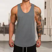 Plain Sports Knit Solid Color Summer V-neck T-Shirt Vest