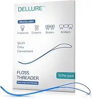 DELLURE Dental Floss Threaders- 10 Envelopes of 10 (100) Braces Flossers, Designed for Braces, Bridges & Implants, Quick & Easy Flossing Solution
