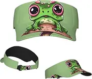 [RLDOBOFE] Sun Visor Hat Adjustable Empty Top Baseball Cap Cartoon Frog Sun Hats for Women Men Sunscreen Visor Caps Summer Beach Sports Hats Black, Black, One Size, Black, One Size