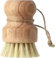 Round Bamboo Dish Mini Natural Scrub Brushes Palm Pot Dish Washing Brush Household Cleaner Rust Scrubber Pan Cleaning Scrubber(A)