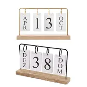 Wooden Desk Calendar Creative Desktop Calendar Ornament Home Office Decor Craft