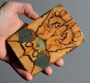 Spalted Stabilized wood scales and blank block for knife handle or grip
