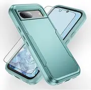 [Asuwish] Phone Case for Google Pixel 8A 5G with Tempered Glass Screen Protector Cover and Slim Thin Hybrid Full Body Protective Mobile Dual Layer Back Cell Accessories Pixel8A A8 Women Men Green