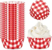 Whaline 300Pcs Red Plaid Cupcake Liner Checkered Baking Cup Muffin Liner Pape...