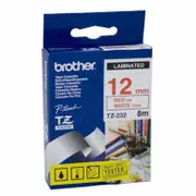 Brother TZ-232 12mm (Red on White) Tape