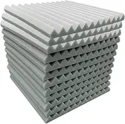 Qinlenyan 12 Pcs Acoustic Foam Panels 1 X 12 X 12 Inches High-Density Wedge Sound Absorbing Foam Studio Acoustic Absorption Wall Panels for Recording Studio,Home,Self-Adhesive Grey