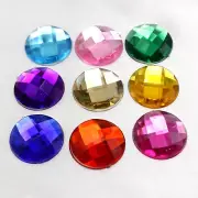 250 Mixed Color Acrylic Flatback Rhinestone Round Gem Beads 18mm No Hole