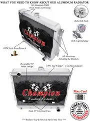 3 Row ER Champion Radiator,10" Fans-1970-1973 Plymouth Barracuda Small Block V8