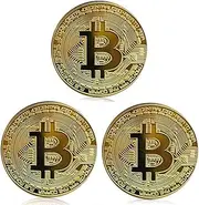 BTC Coin Gold Bitcoin Coin and Bitcoin Keychain Bitcoin Coin Gold Plated Commemorative Souvenir Gift