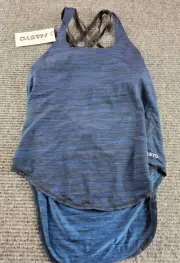 Womens Hasyo Yoga Tank Top Medium Blue/black Heathered Open Back Stretch
