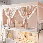 Bunk Bed Tents for Top Bunk Twin Size,Princess Style lace Dream Tents Breathable, Sleep Privacy Bed Spread Blackout Curtains for Junior Loft Bed College Students Dorm(Beige,75"Lx35"W x43"H)