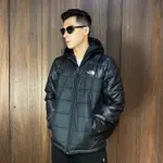 美國百分百【全新真品】THE NORTH FACE 羽絨外套 連帽 男款 TNF 人造羽絨 LOGO 黑色 CM65