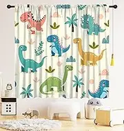 LOMADIA Dinosaur Kids Curtains, Cute Dinosaur Blackout Curtain, Cartoon Dino Pattern Window Treatments Drapes for Nursery Boys Girl Bedroom Children Room Decor 21" W x 45" L (Pack of 2)