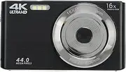 Digital Camera, FHD 4K 44MP Digital Point and Shoot Camera with 2.8in Screen, 16X Zoom, Anti Shake, USB Cable, Built in Fill Light, Compact Portable Camera (Black)