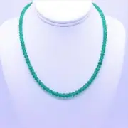 Graduated Micro-Faceted Emerald Green Onyx 3-5mm Beaded Gemstone Necklace