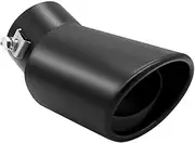 Car Trim Exhaust Pipe 63mm Stainless Steel Bend Muffler Tip Tail Throat Black
