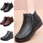 Women Winter Boot Side Zip Snow Boots Ladies Flat Plush Lined Shoe Ankle Booties