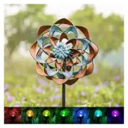 Solar Wind Spinner with Light, Outdoor Metal Wind Spinners for Yard Garden, L...