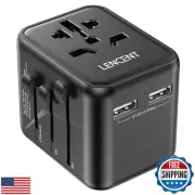 LENCENT Universal Travel Adaptor Plug with 2 USB Ports, International Power A