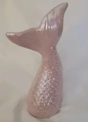 Elegant Ceramic Mermaid Tail Decor - Pink Pearlized - Nautical Whimsy Coastal