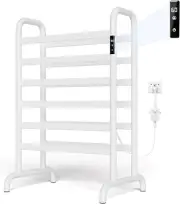 Towel Warmer Double Free Standing Heated Towel Rack Hot Towel Bar White