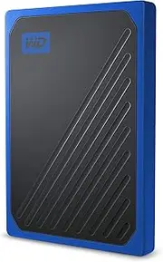 Western Digital WDBMCG5000ABT-WESN My Passport GO Portable SSD, 500GB, USB 3.0, speeds up to 400 MB/s, built-in cable, Cobalt colored, 3Y, Blue