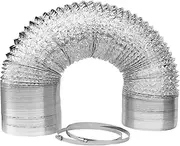 SunStream 4 Inch 25 Feet Non-Insulated Flex Air Aluminum Ducting Dryer Vent Hose for HVAC Ventilation, 2 Clamps Included