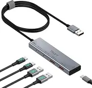 TSUPY USB Hub 3.2 Gen 2, 10Gbps USB Splitter with 2 x USB-C 3.2 and 2 x USB-A 3.2 Ports, USB 3.2 Splitter Made of Aluminium with 120 cm Cable for Laptops, Desktops PC, Xbox and Mac etc.