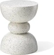 Glitzhome Modern Decorative Garden Stool Heavy Duty Patio Sturdy Faux Terrazzo Garden Stool Side Table Planter Stand for Indoor Covered Outdoor, 17.25" H, Faux White
