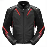 Spidi NKD-1 Motorcycle Leather Jacket, black-red, Size 46 for Men Black Red