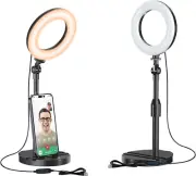 Desk Ring Light with Telescopic Stand Travel Desktop Hola Light for Phone Selfie