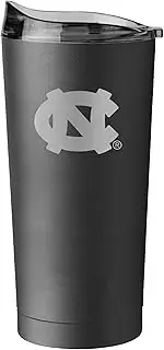 Logo Brands NCAA North Carolina Tar Heels 20oz Etch Black Powder Coat Tumbler - Double-Wall Insulated, Non-Slip Base, and High Lip Slider Lid