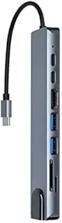 USB C Hub, 8 in 1 Type C Hub Adapter with 4K USB C to HDMI, 2 USB 3.0 Ports, SD/TF Card Reader and PD 2.0 Charging Port, Ethernet Port for MacBook Pro, ChromeBook, More USB C Devices