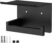 RdjEokf Toilet Paper Holder Wall Mount, Fits Mega Rolls Size Matte Black Toilet Paper Holder with Shelf, Rustproof Bathroom Washroom Tissue Roll Holder, Toilet Paper Roll Dispenser