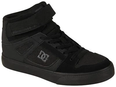 DC Kid's Pure High Top Elastic Shoe - Black / Black / Black - New
