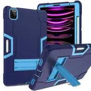 Apple iPad Pro 12.9 inch 3rd /4th /5th /6th Gen 2022 /2021 /2020 /2018 Hybrid Fancy Shockproof Heavy Duty Kickstand Case Cover (Navy Blue)