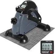 EVOLAND Under Desk Bike Pedal Exerciser Leg Pedal Machine with Handle LCD Display, Sit Down Exercise Equipment for Home and Office Fitness Training
