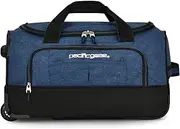 [Pacific Gear] Rolling Duffel Bag, 20.5"H x 12"W x 11.5"D, Polyester Cover, Water Repellent, 1 Main Compartment with Zipper Closure, Telescopic Handle, Adjustable Strap