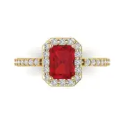 2.07Ct Emerald Cut Pink Tourmaline Solid Gold Engagement Promise Statement Ring