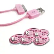 5 PCS USB SYNC DATA POWER CHARGER CABLE IPAD IPHONE IPOD CLASSIC TOUCH NANO PINK